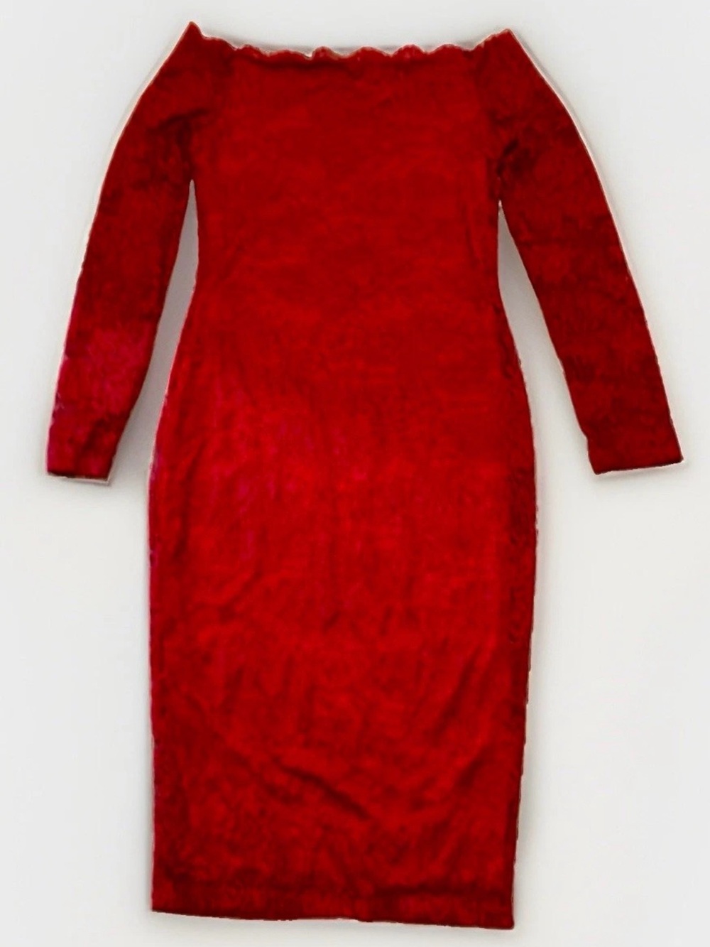 G by GUESS Red Floral Lace Off Shoulder Bodycon Midi Dress XL